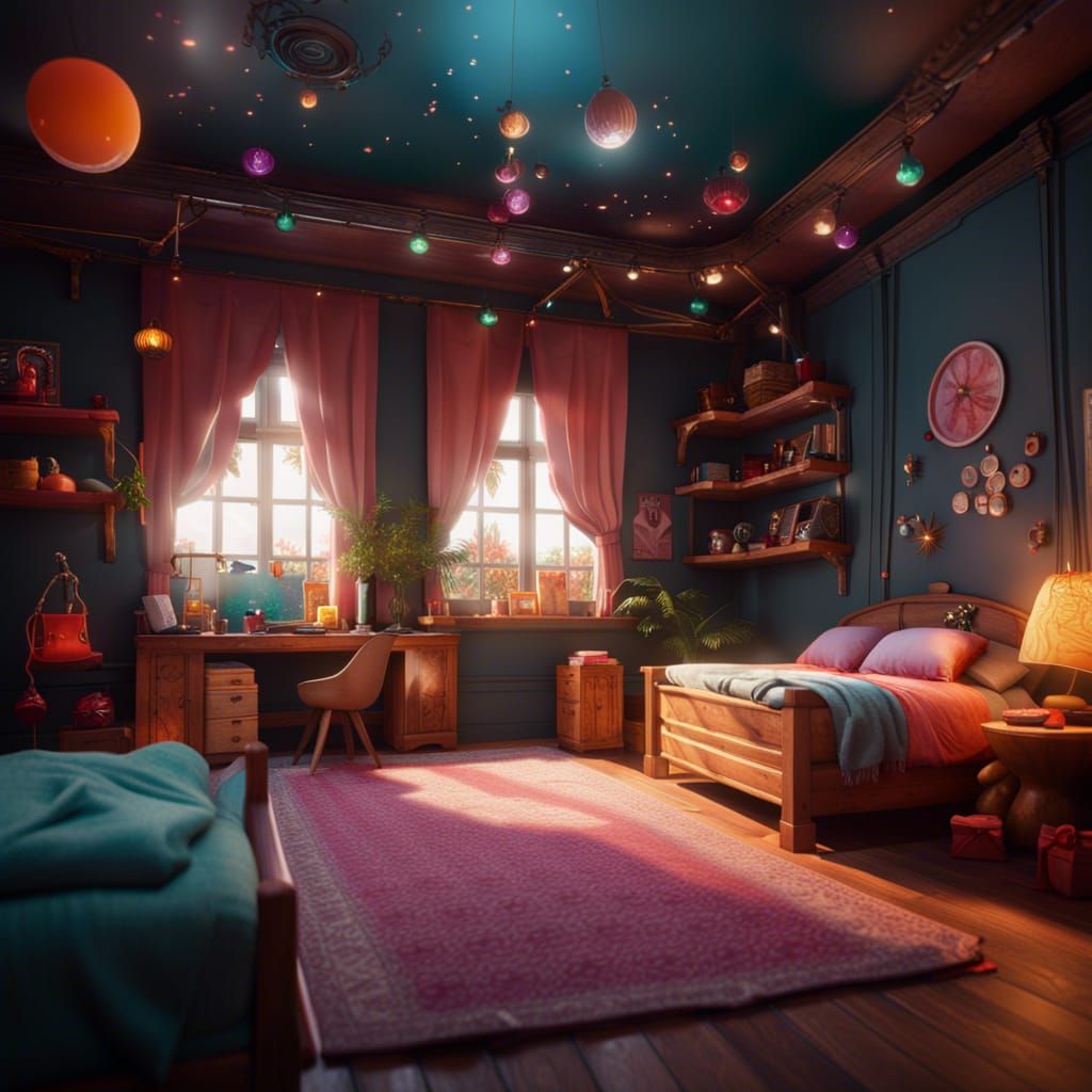 Fantastical Bedroom with Cute Details in Matte Painting