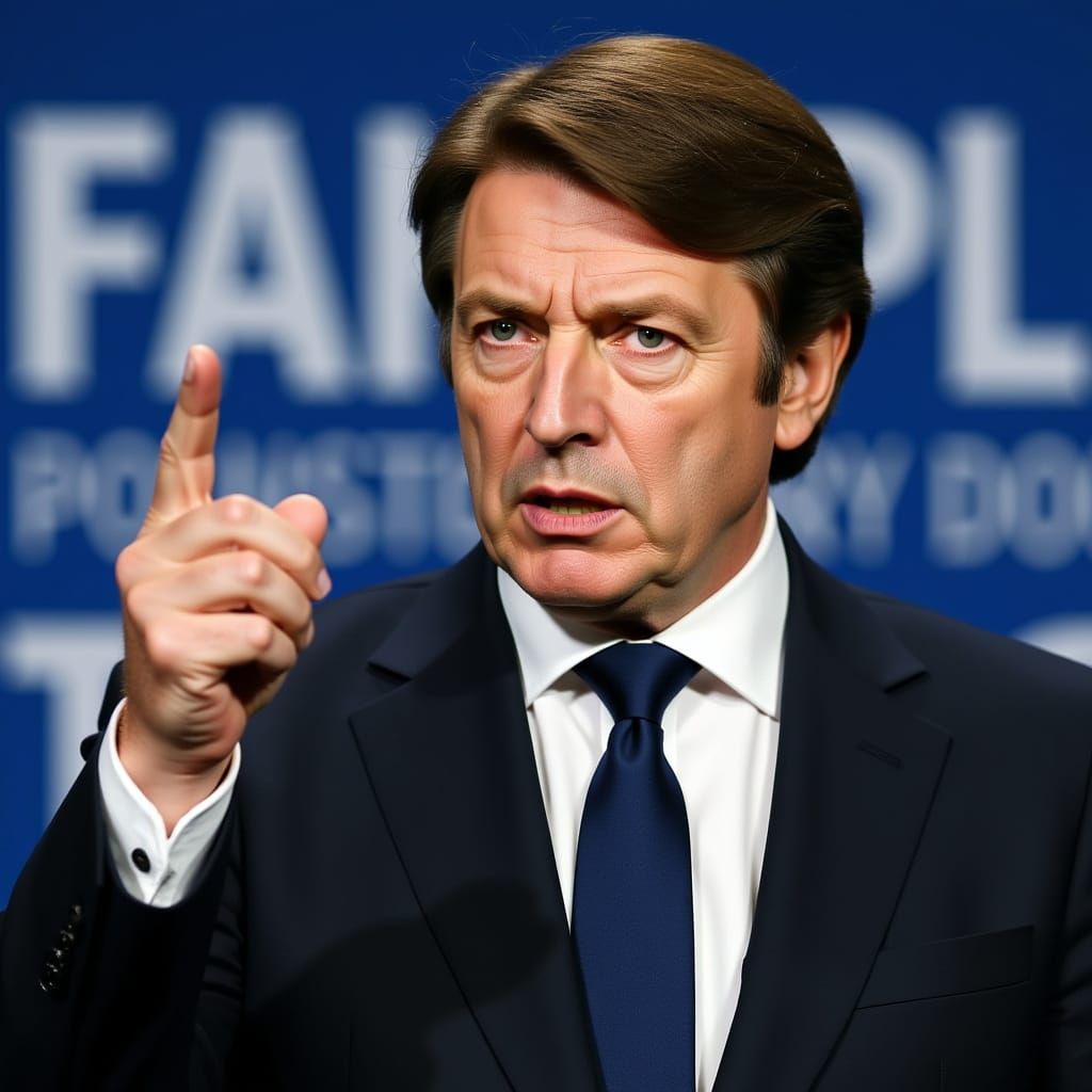 Serious Politician Gives Speech on Stage