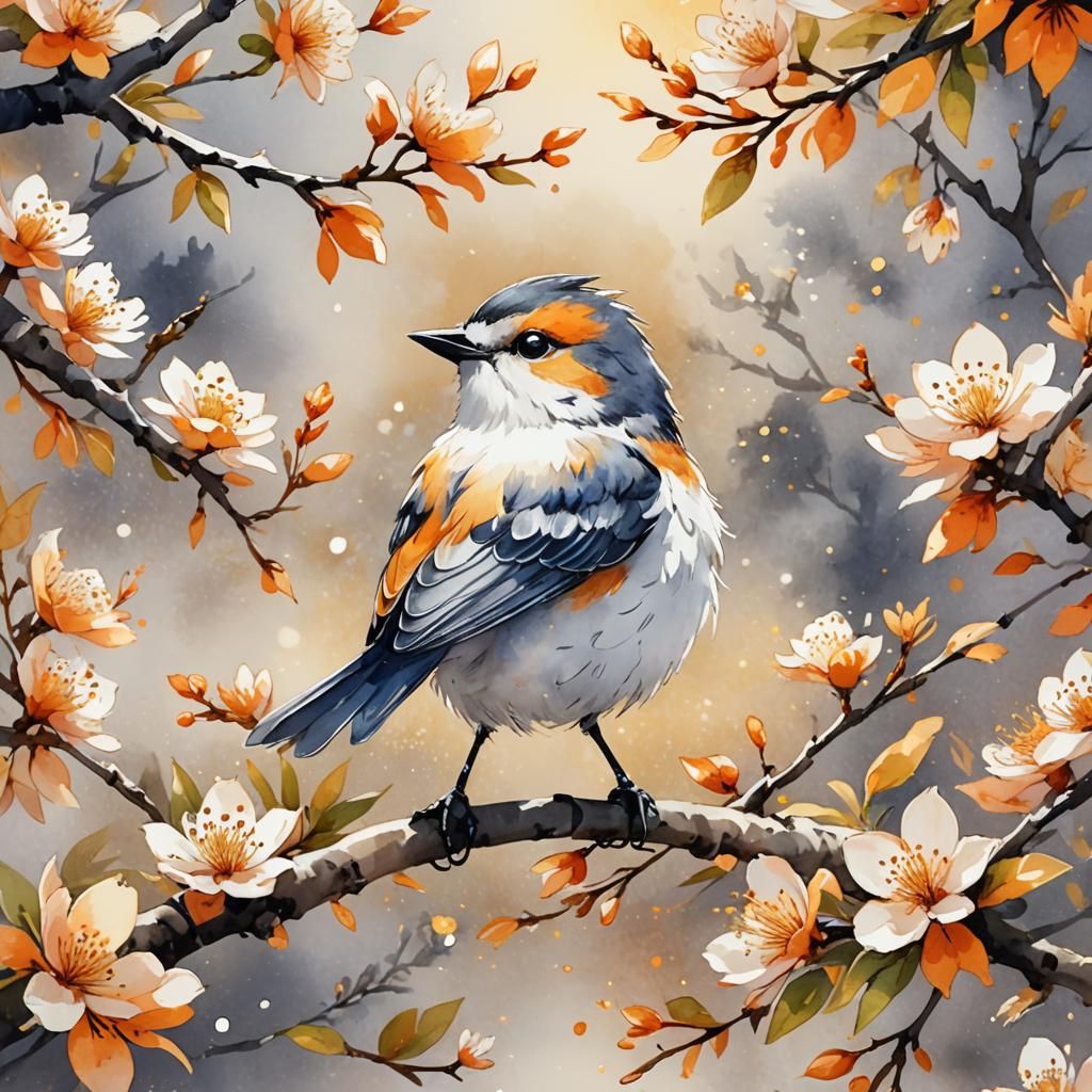 Whimsical Anime Birdsong in Watercolor Key Visual