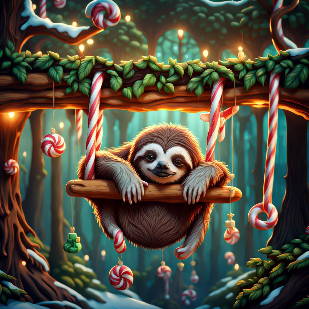 Sloth's Sweet Dream in a Gingerbread Forest