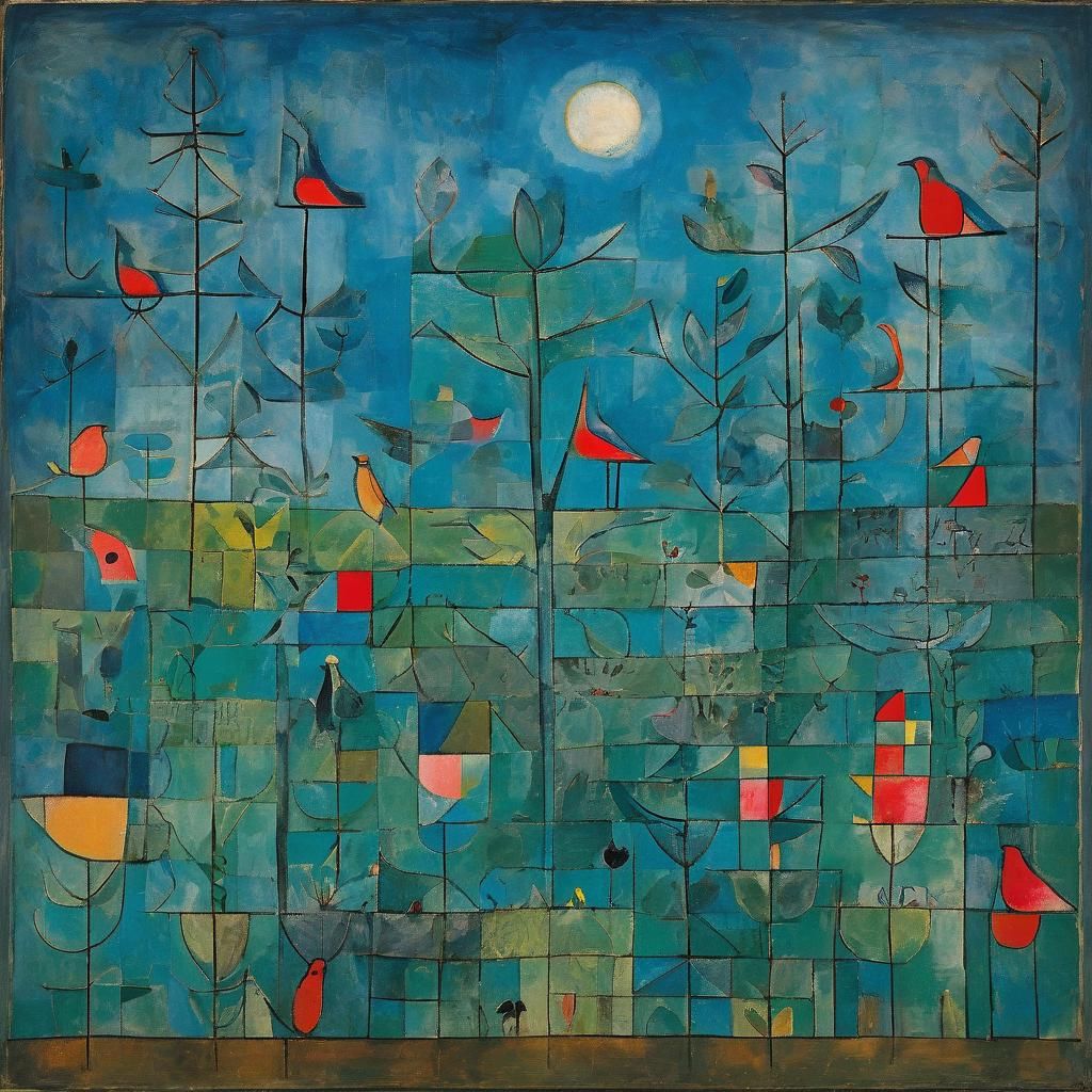 Abstract Bird Garden Inspired by Paul Klee