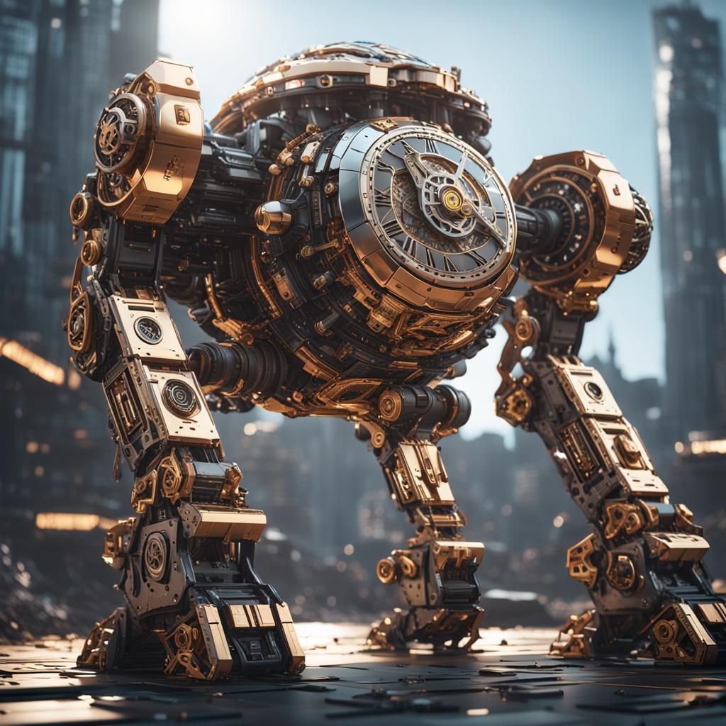 Futuristic Sci-Fi Mech in Polished Metal