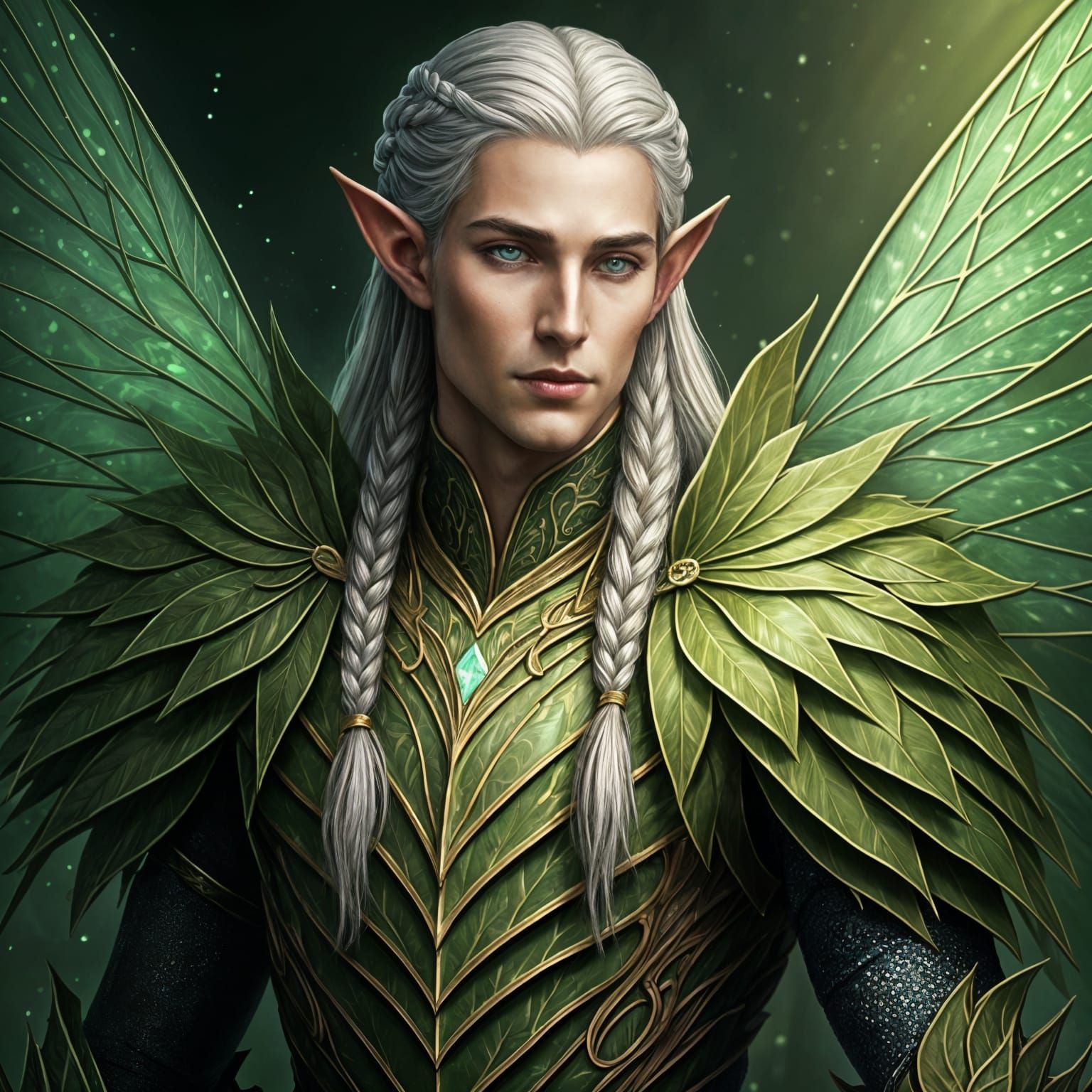 Handsome Elf with Leaf Wings and Bark Armor