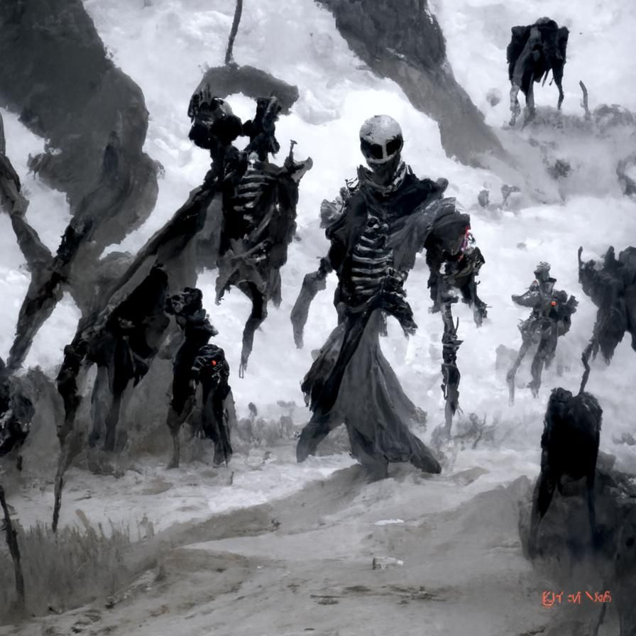 Sinister Undead Skeleton Army in Desert Battle