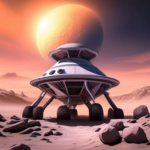 Alien Planet Vehicle in Space Galaxy Hues