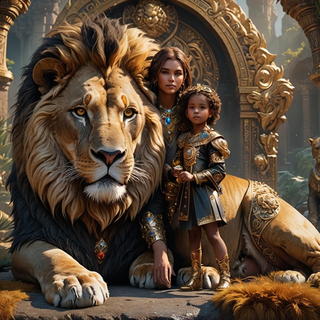 Girl with Lion: Fantasy Concept Art