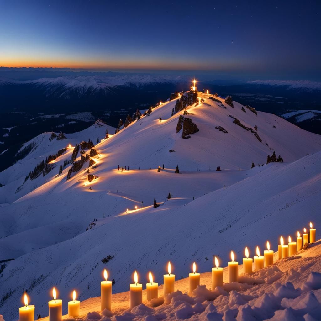 Candles Light Up the Sky Above Chamrousse, France