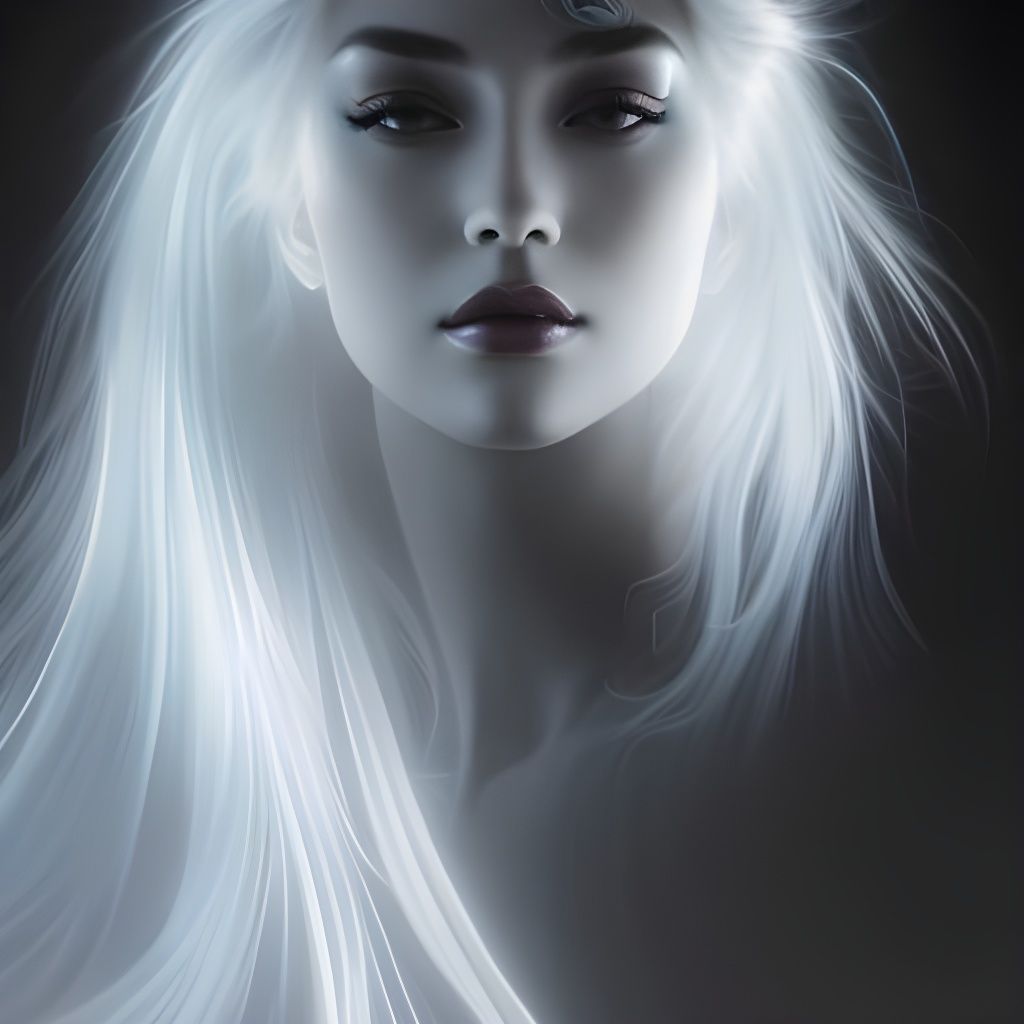 Noir Painting of Girl with Neon Hair