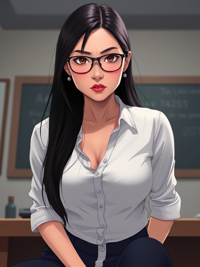 Elegant Asian Woman with Intense Stare