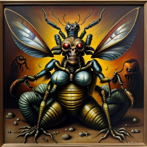 Repulsive Insect Queen in Surrealist Style