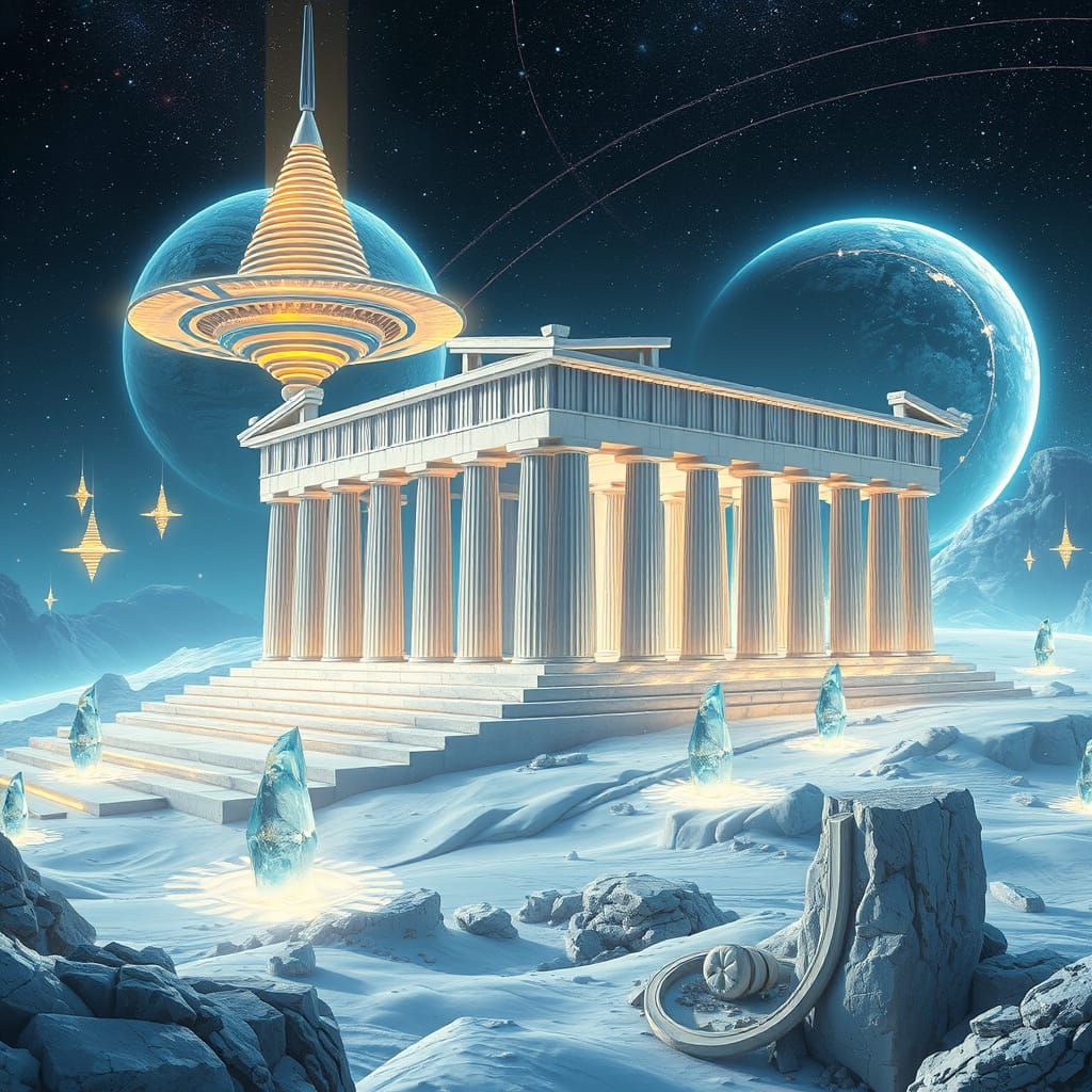 Mystical Athens in Sci-Fi Landscape