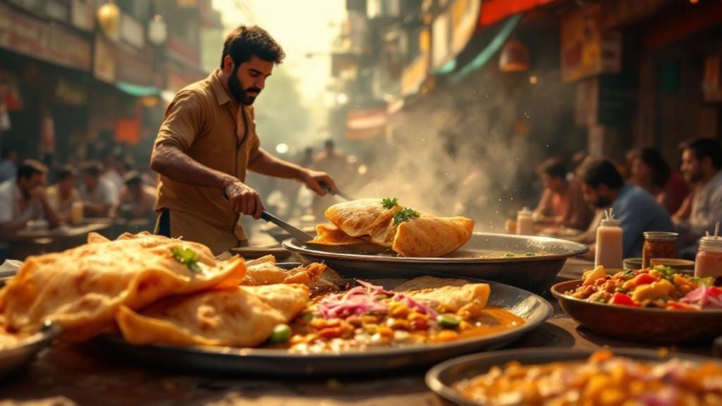 Chole Bhature at Delhi Dhaba: 3D Anime Art