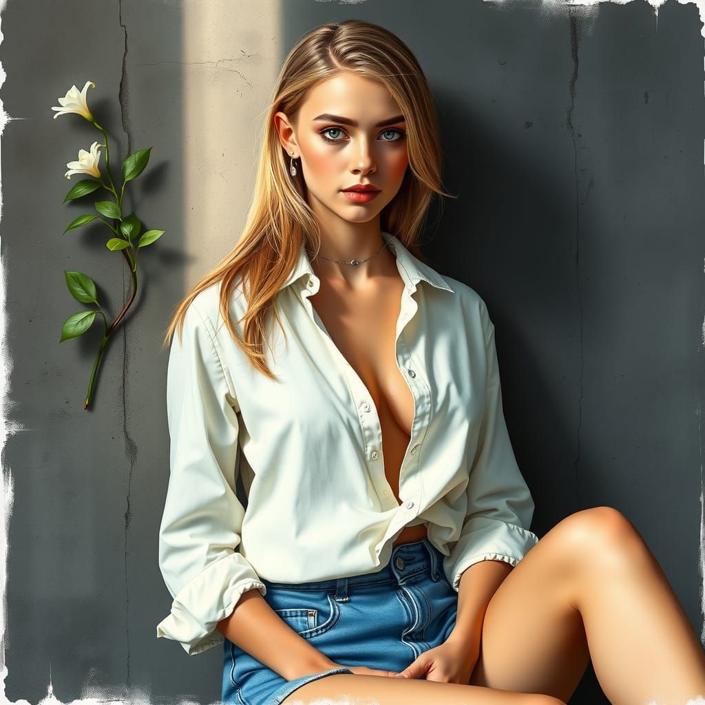 Elegant Portrait of a Woman in Stylised Watercolour