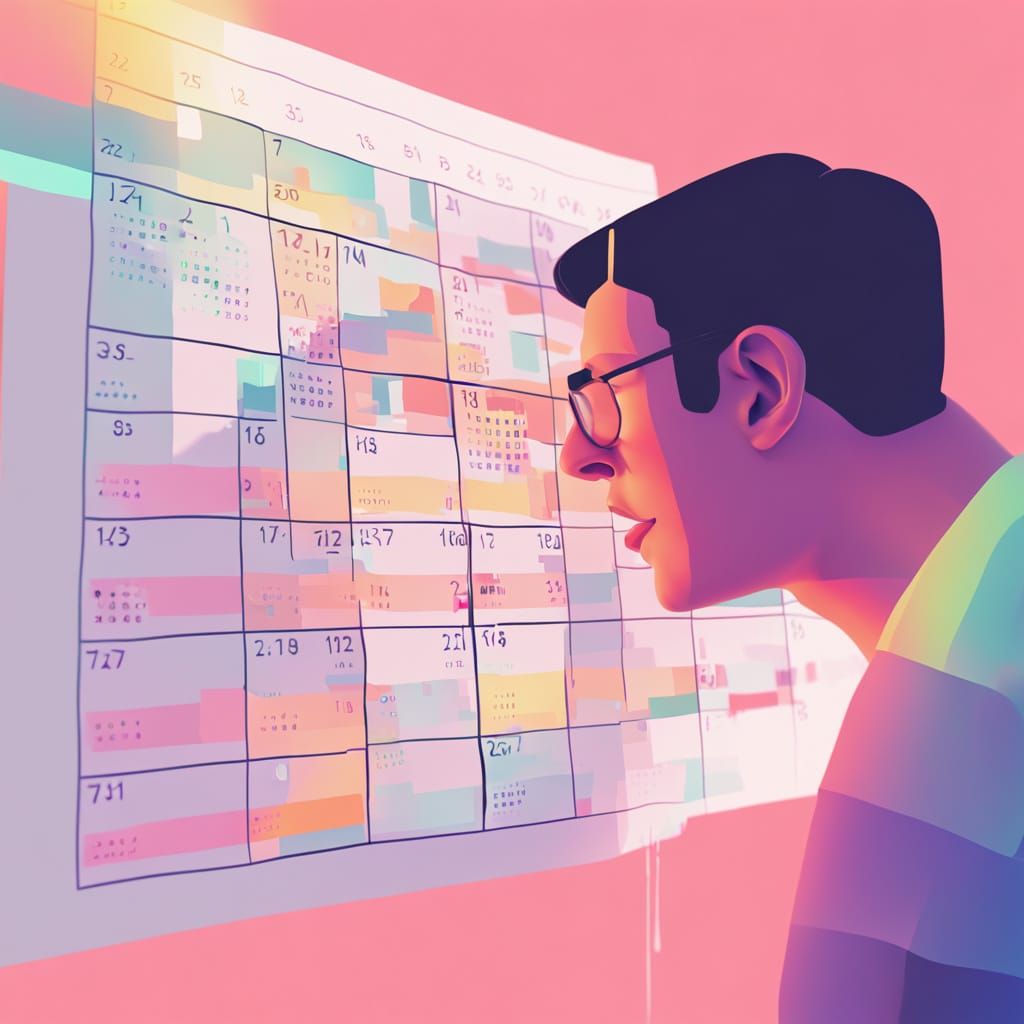 Calendar Reminder in Glitchy Flat Design Style