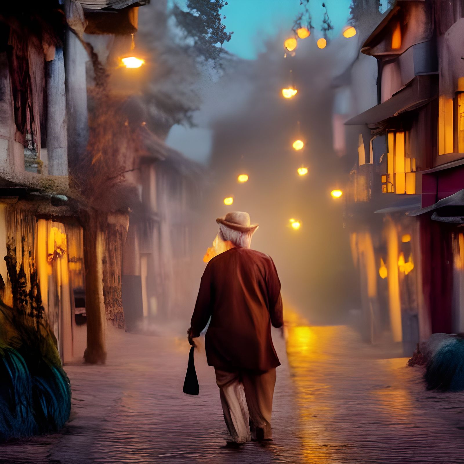 Golden Eyed Man in White Robes Portrait