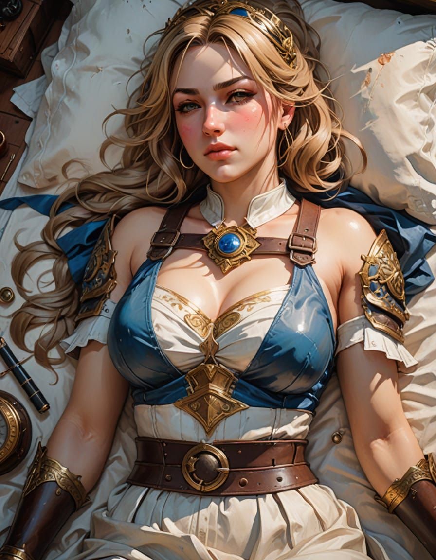 Ethereal Pinup Beauty in a Dreamlike Oil Painting