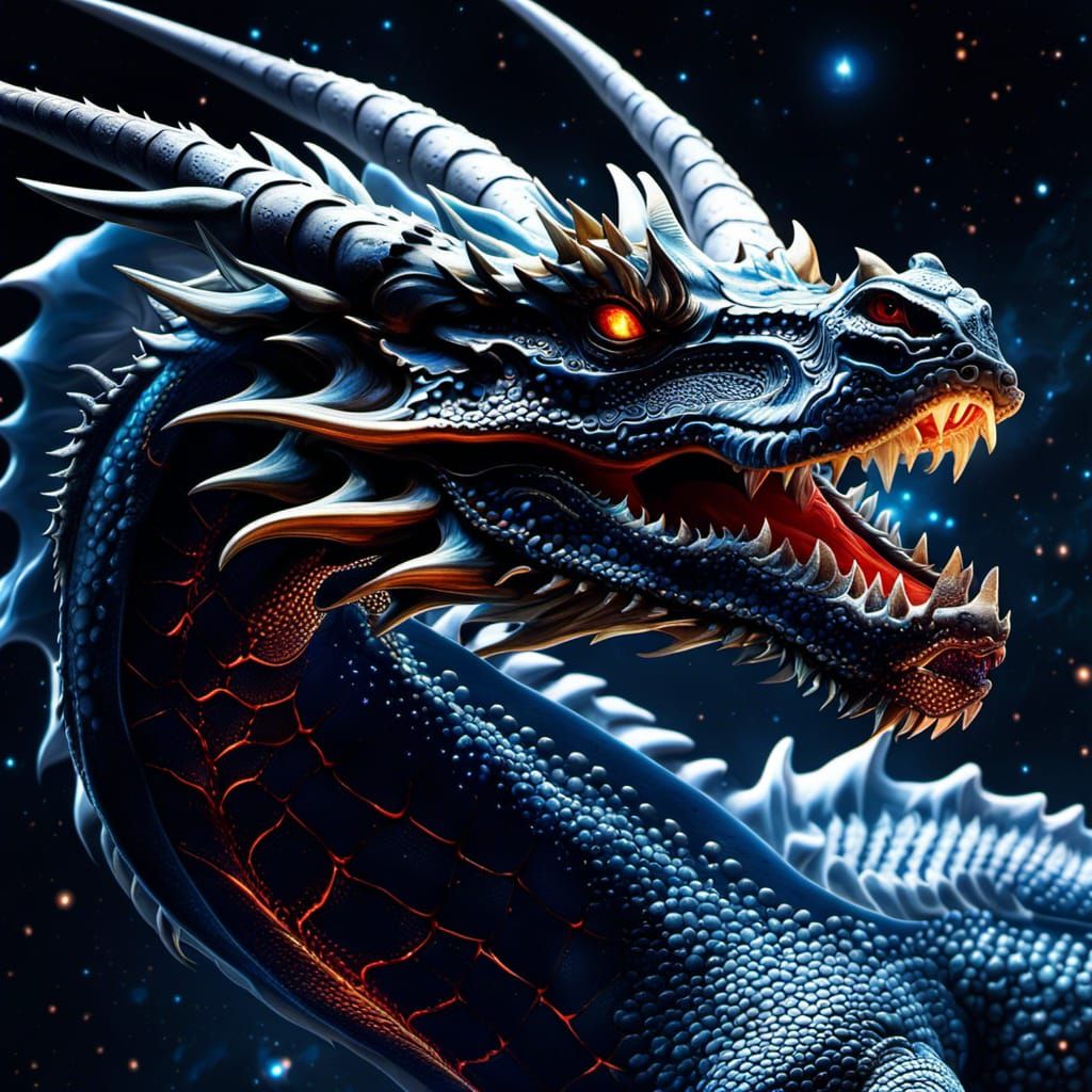 Galactic Space Dragon in Starry Sky