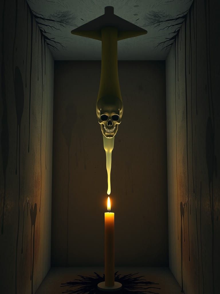 Seamless Melting Figure in Dark Grey Wax Drip Surrealism