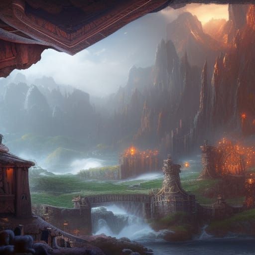 Valhalla Feasting Hall: Detailed Matte Painting