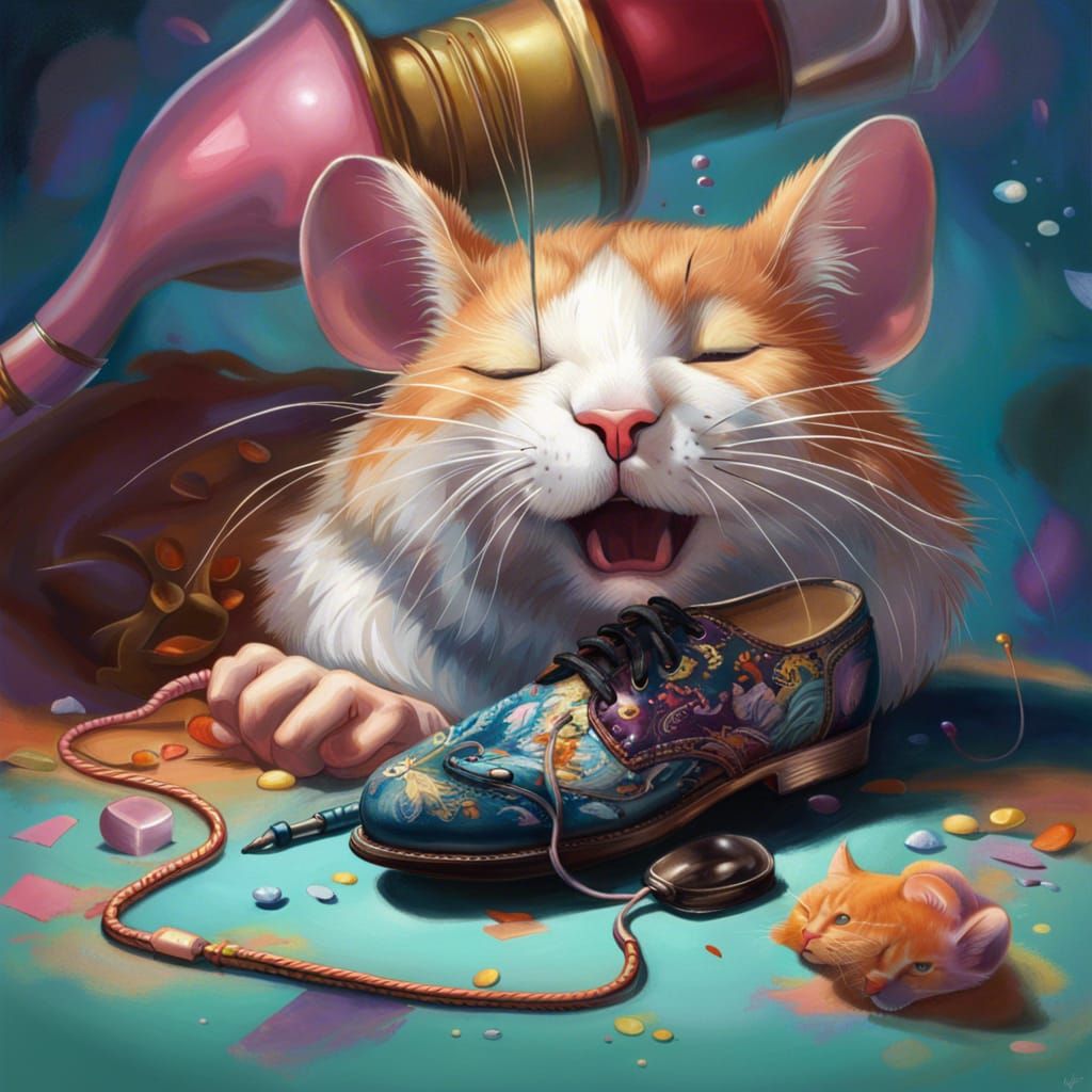Mice and Cat in Hyperrealistic Splash Art