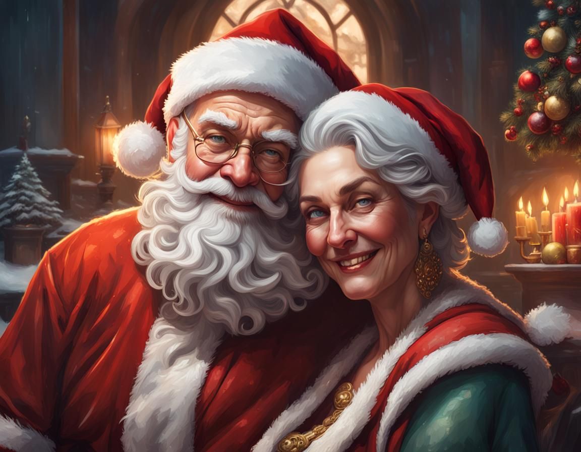 Santa and Mrs. Claus Portrait, Digital Art