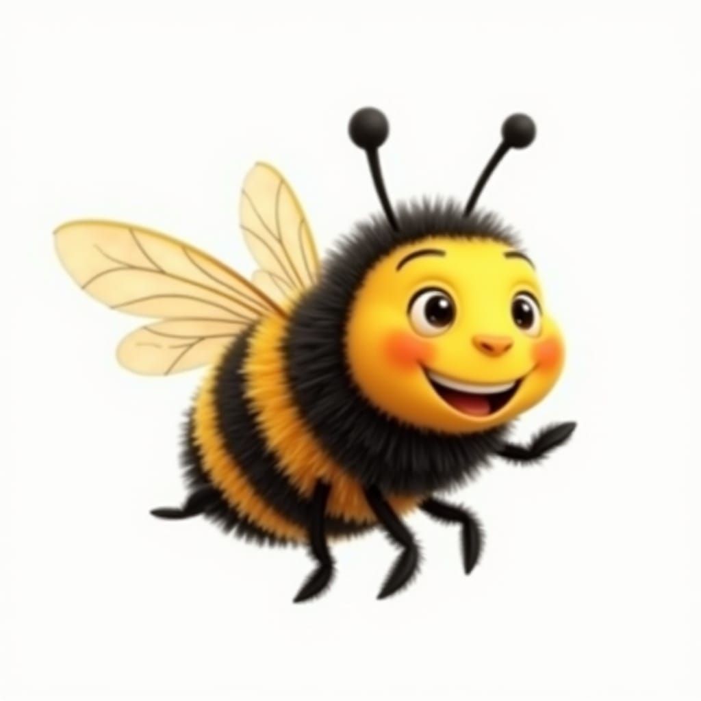Cartoon Bee Flying, Children's Book Illustration