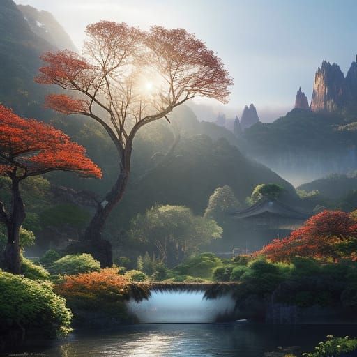 Brutalist Castle in Eden: Cinematic Concept Art