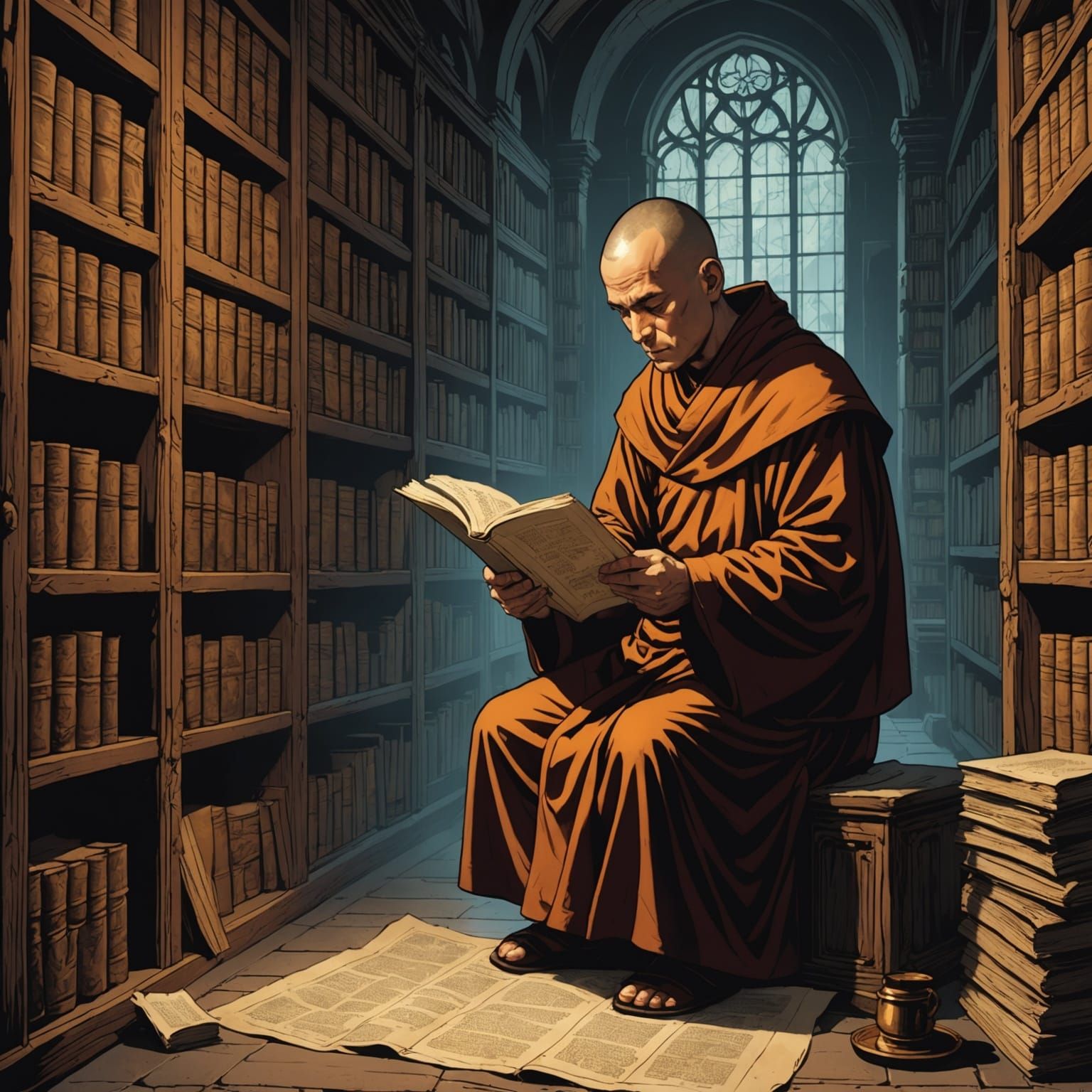 Monk Reads Parchment: Comic Book Art in Archive
