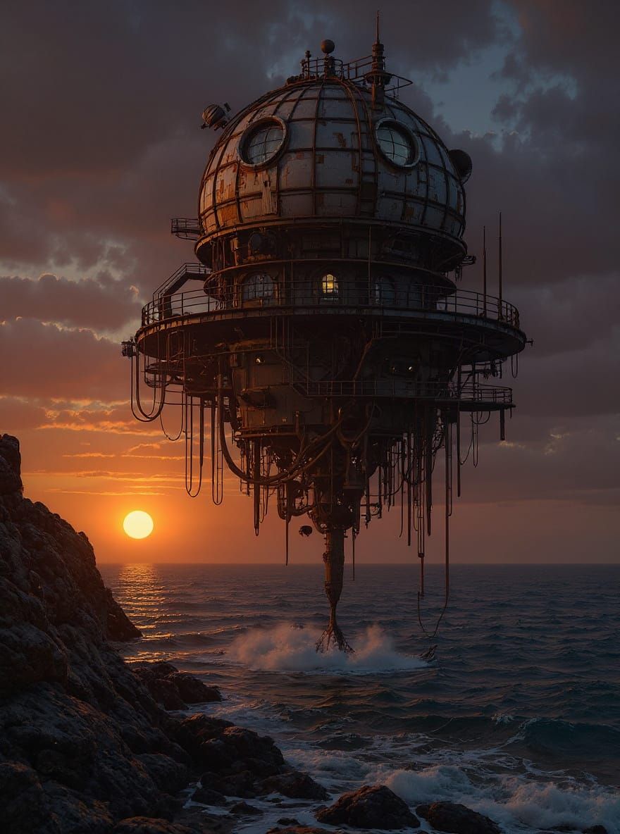 Victorian Sci-Fi Observatory Transforms on Floating Island