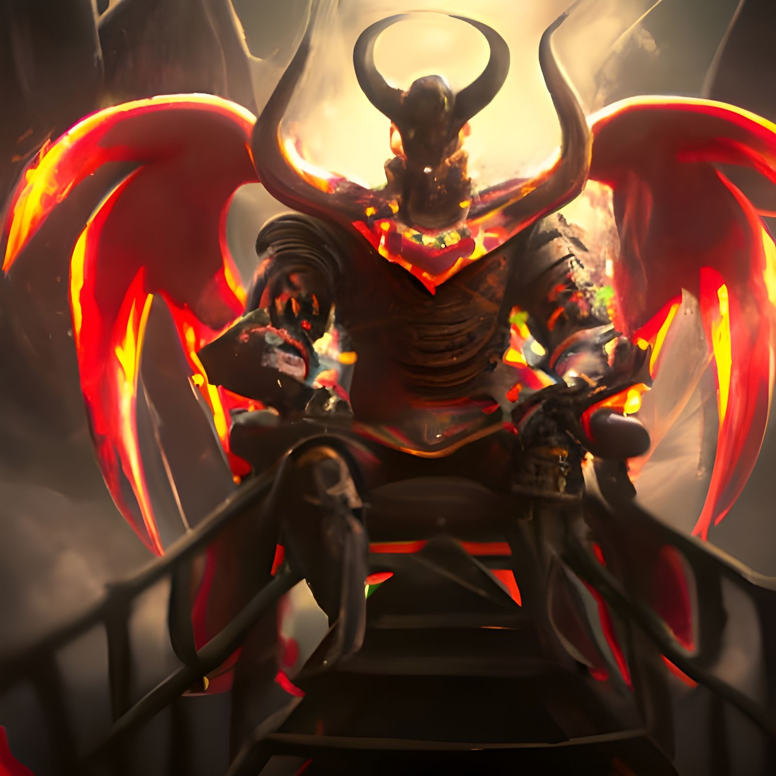 Detailed Devil on Throne in Ethereal Fantasy Art