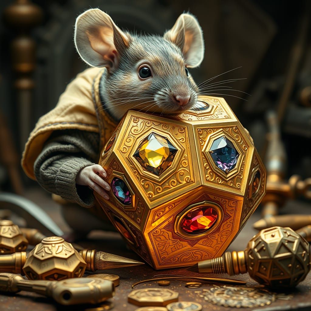 Mouse Goldsmith Crafts Gem-Inlaid Octahedron