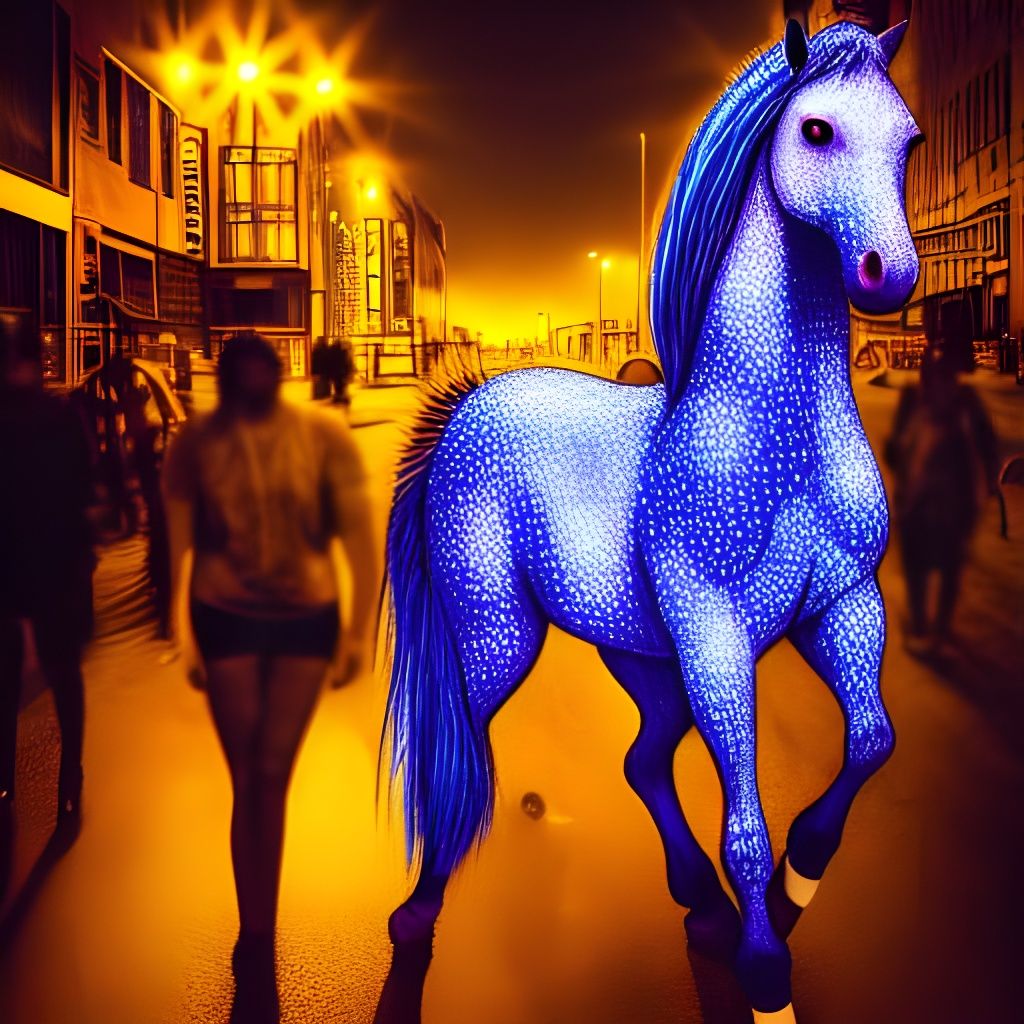 Glowing Appaloosa Horse in City, Cel-Shaded Style