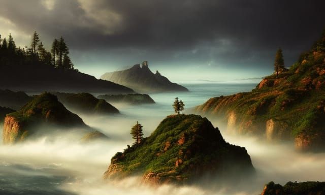 Photorealistic Stormy Seascape from a Cliff