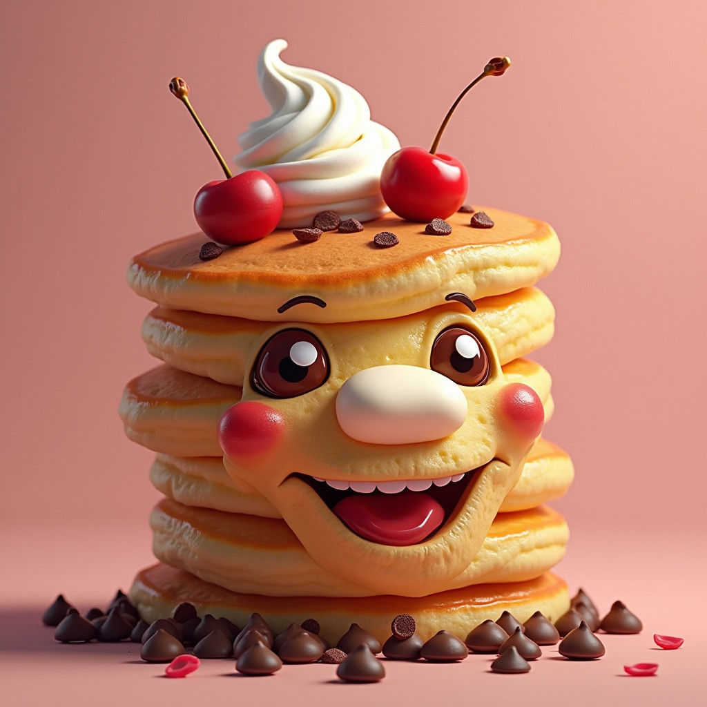 Anthropomorphic Pancake Character with Cherry Eyes, Fantasy ...