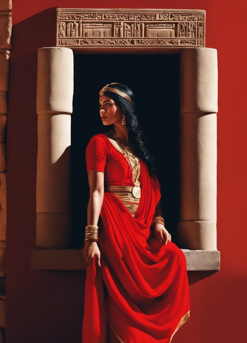 Babylonian Beauty at the Window with Red Cord
