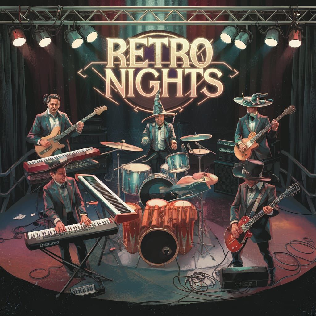 Epic Fantasy Music Band in Retro Nights Setting