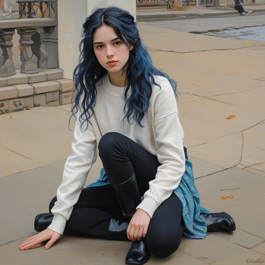 Vibrant Girl in Expressive Gouache Style