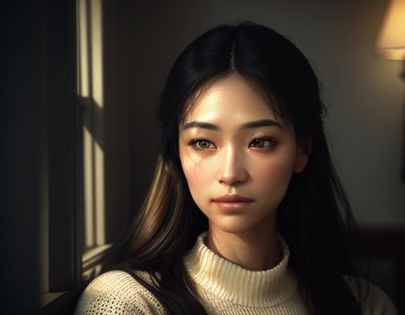 Cinematic Portrait of Woman in Golden Light