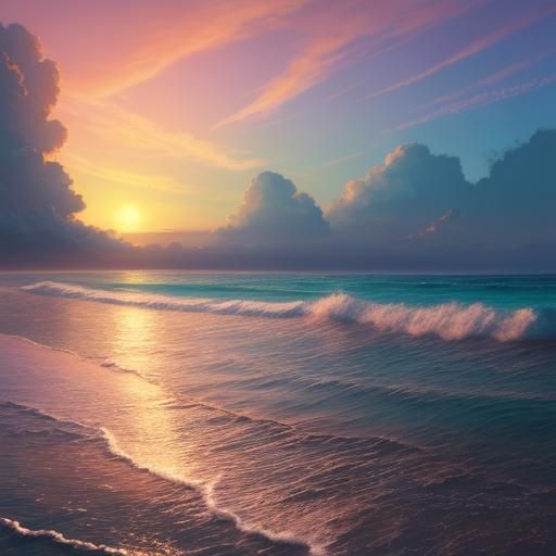 Anime-Inspired Sunset Beach Concept Art