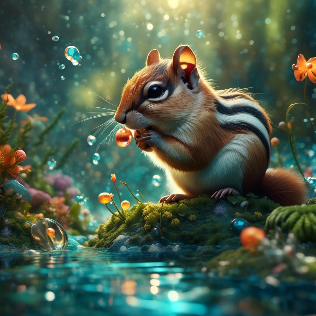 Art Deco Chipmunk with Bioluminescent Details