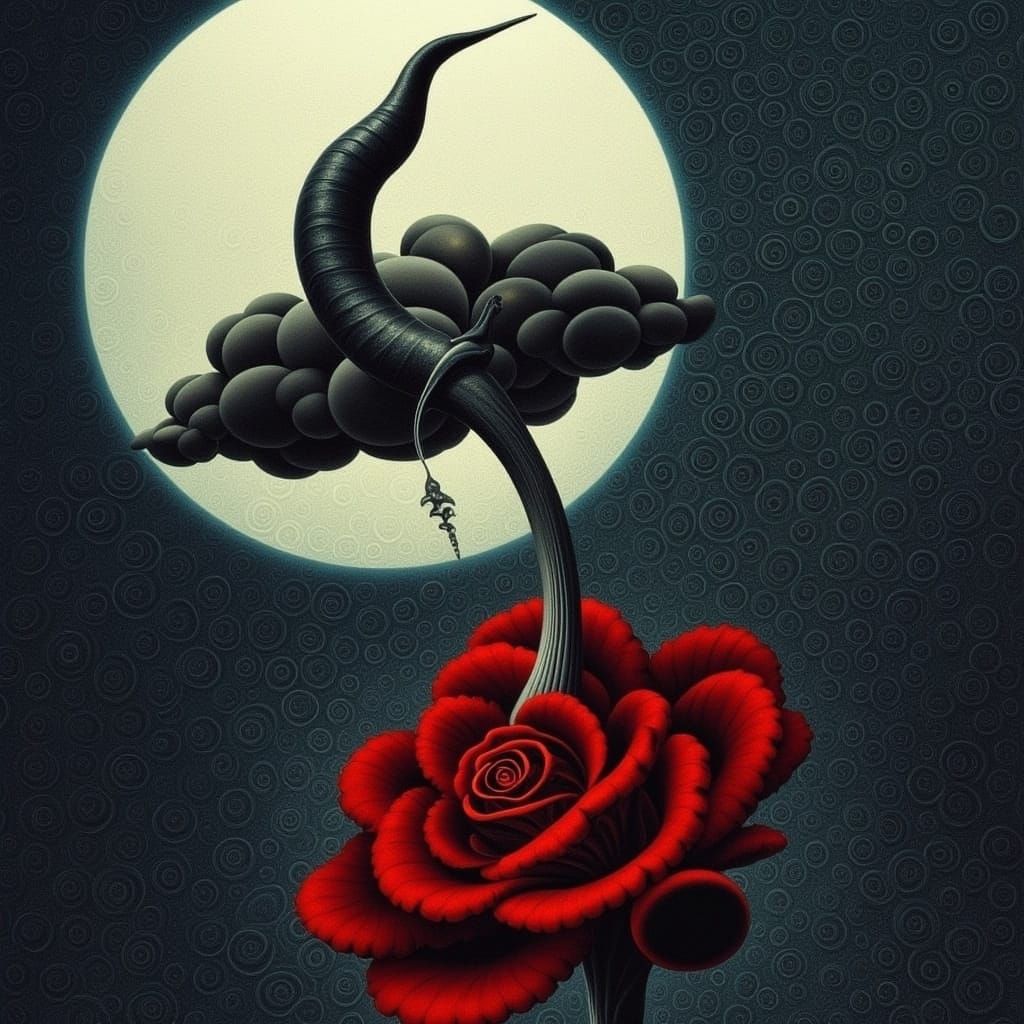 Abstract Floral Design with Dark Accents