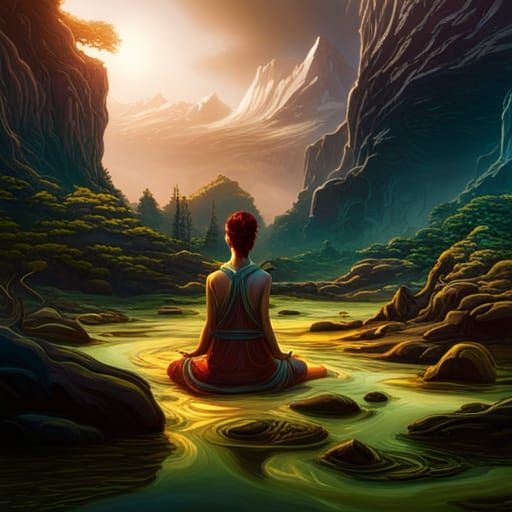 Meditating Man: Detailed Fantasy Concept Art