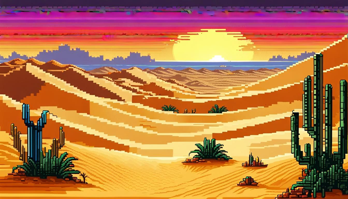 Stunning Sahara Desert Landscape in Pixel Art