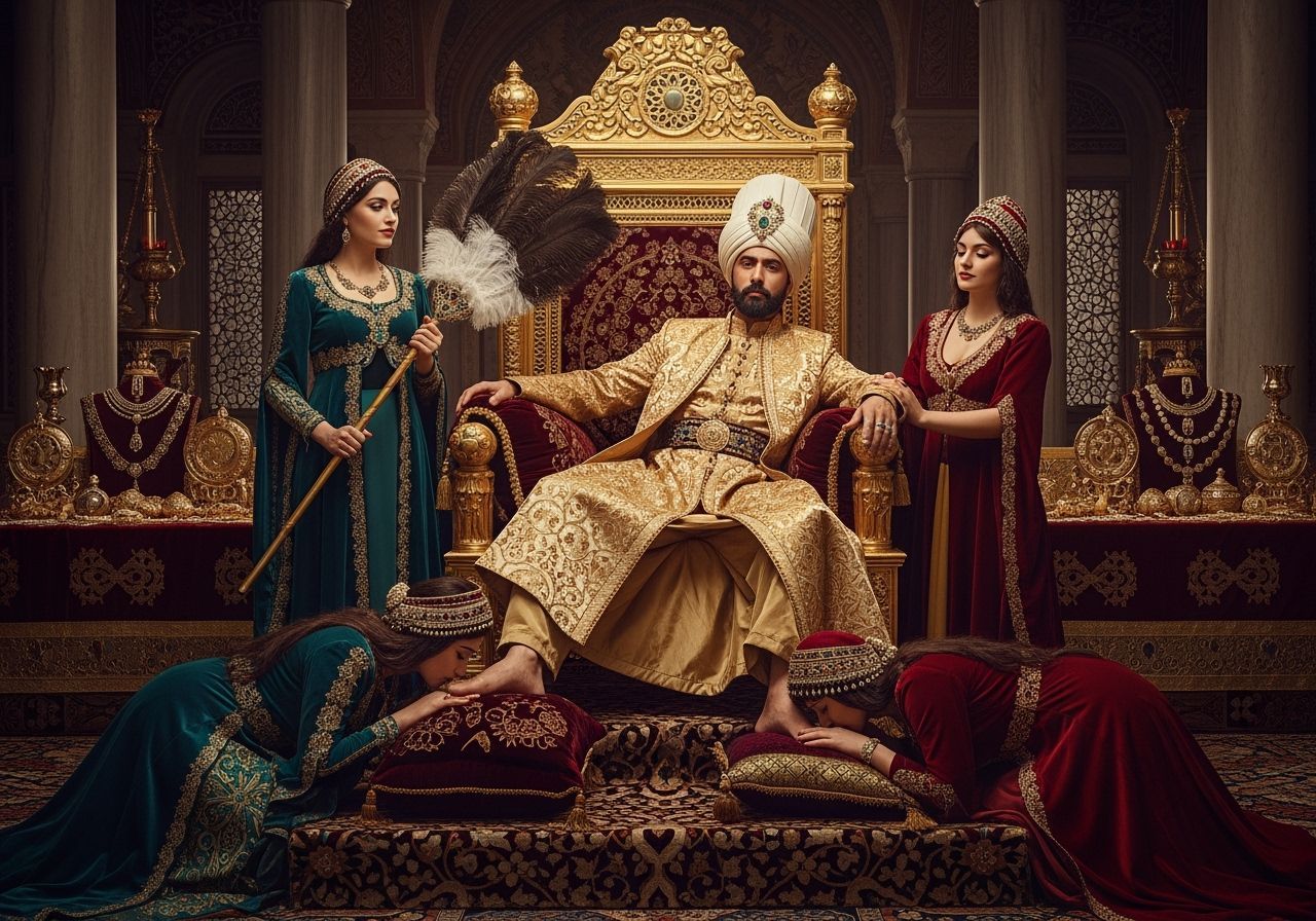 Ottoman Sultan Lounging on Jeweled Throne