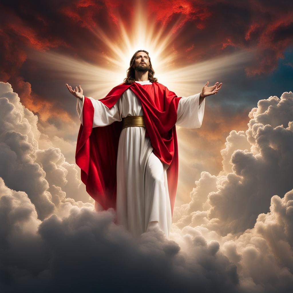 Jesus Ascends, King in Light and Clouds