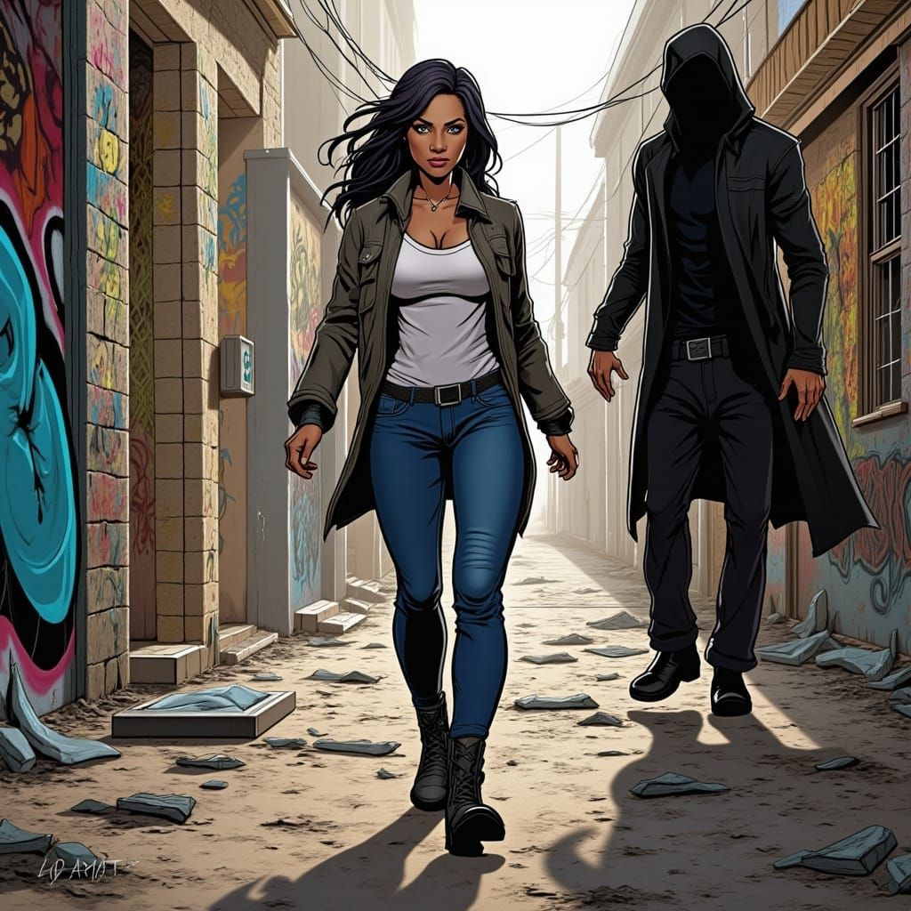 Woman in Riot Scene: Post-Grunge Concept Art