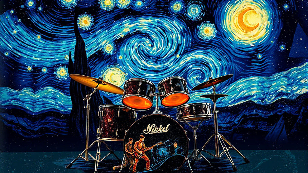 Starry Night Drum Set in Van Gogh Style