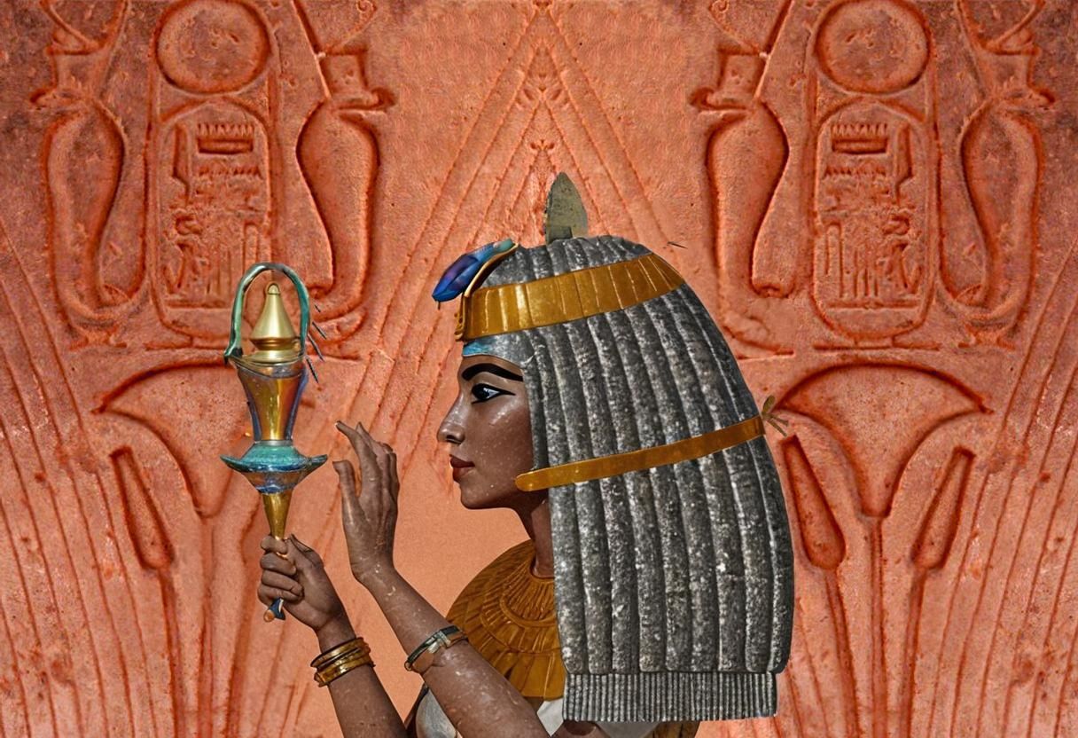 Egyptian Woman in 3D with Colorful Lights