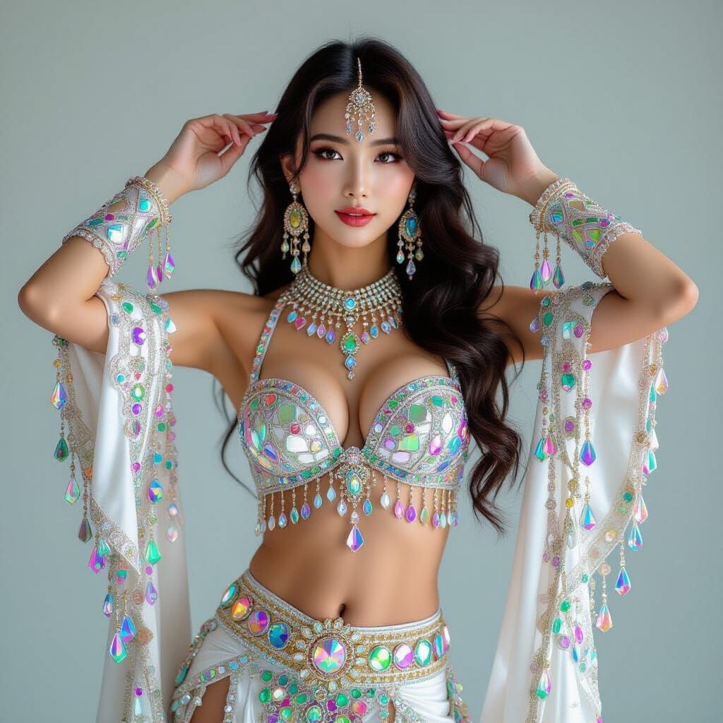 Korean Girl in Extravagant Belly Dance Costume