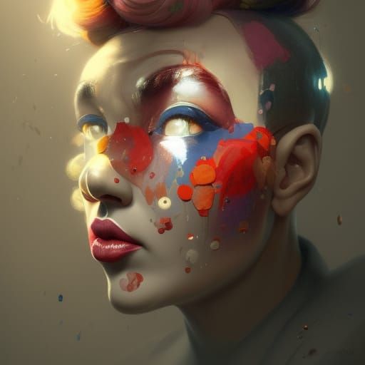 Sad Clown Portrait in Hyperdetailed Concept Art Style